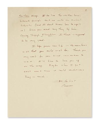 MCCARTHY, CORMAC. Autograph Letter Signed.